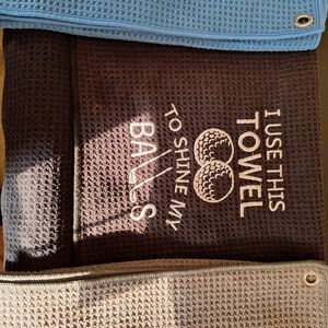 3 Pc. Golf Towel with Humorous Text On The Main Towel
